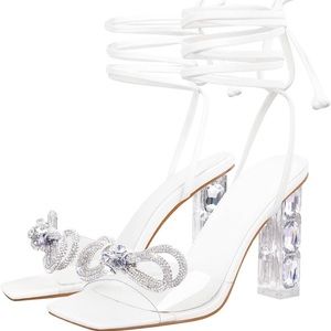 Clear Rhinestone Bow Heels